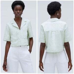 Everlane Green Oxford Popover Organic Cotton Top XS